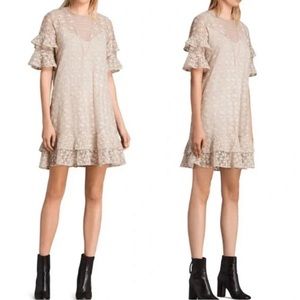 All Saints Henrietta beige lace dress
